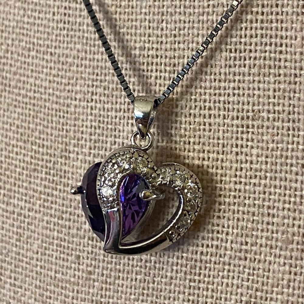 Sterling Silver Amethyst Heart Necklace